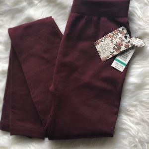 NWT Wine Fleece Lined Leggings!